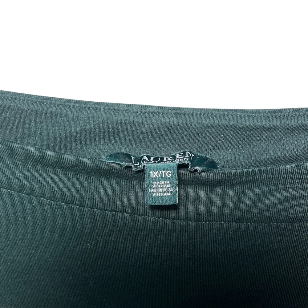 Ralph Lauren Dark Green Boatneck Long-Sleeve Top with Side Buttons - Picture 5 of 8